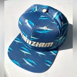 Azhiaziam Blue Fish Print Snapback Hat By Double Portion Hawaii